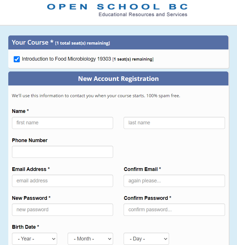 Image of Self-Registration Page